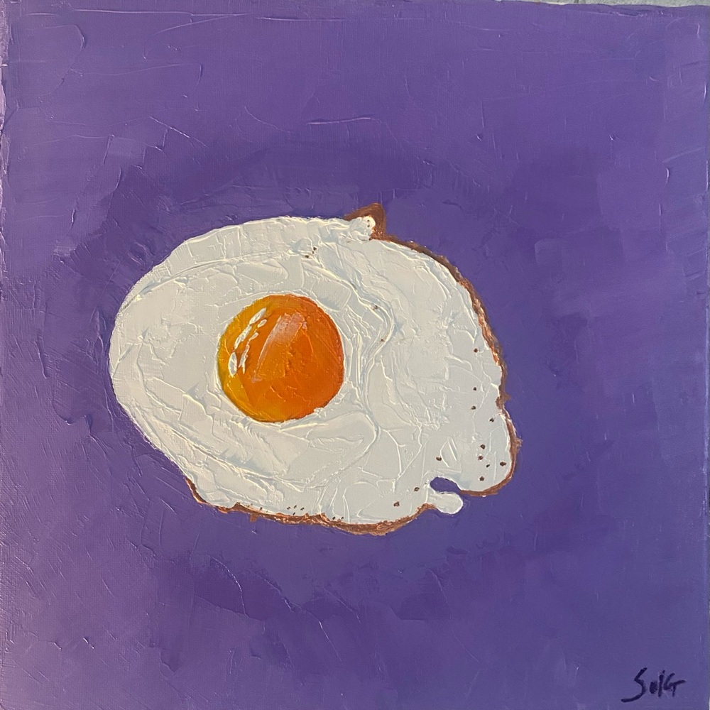 Fried Egg painting oil painting on canvas 12x12